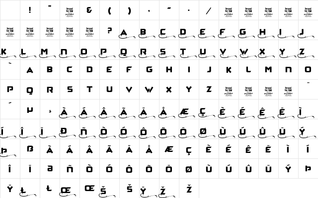 Zagga Personal Use Regular Character Map
