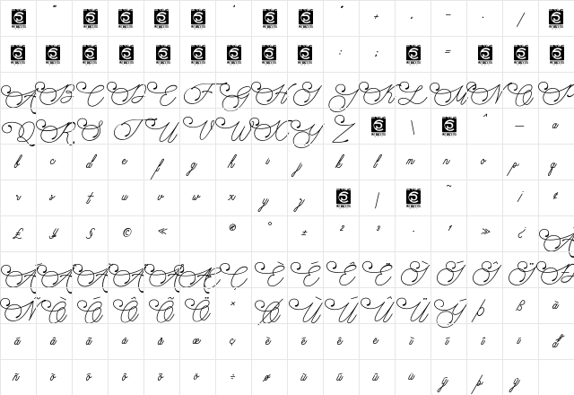 Audrena Regular Character Map