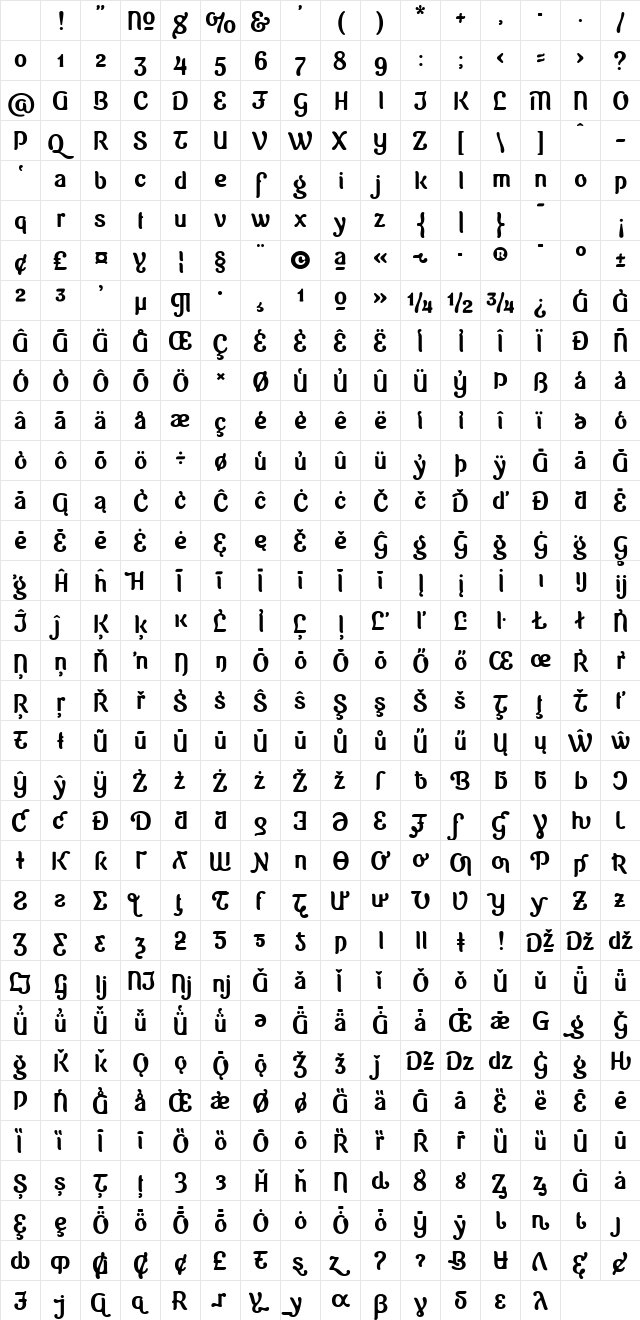 Sugar & Vinegar Regular Character Map Sugar & Vinegar Regular Character Map