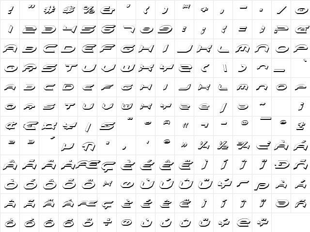 Omni Girl 3D Italic 3D Italic Character Map