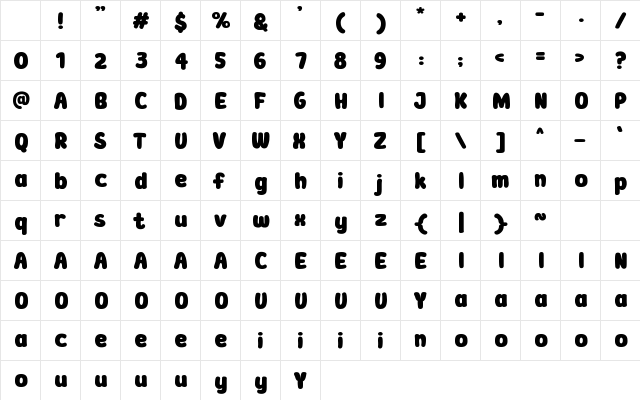Ompalumpa Regular Character Map Ompalumpa Regular Character Map