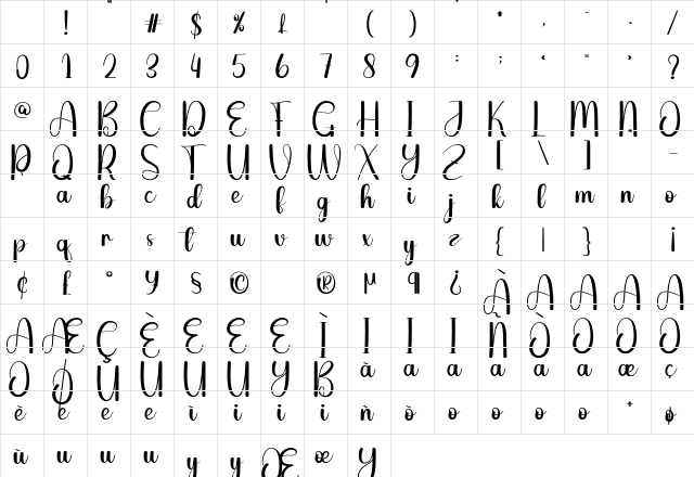 Baby Regular Character Map
