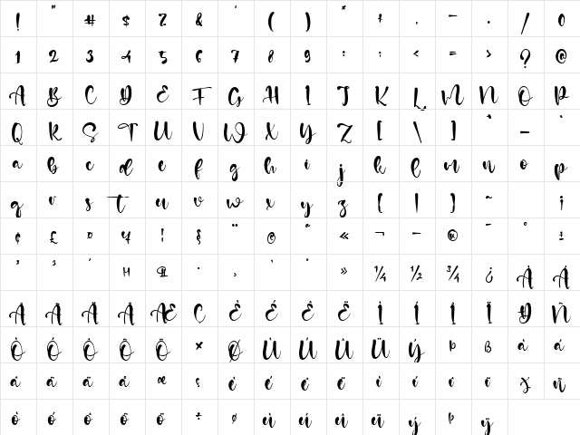 Gnevenn Regular Character Map Gnevenn Regular Character Map