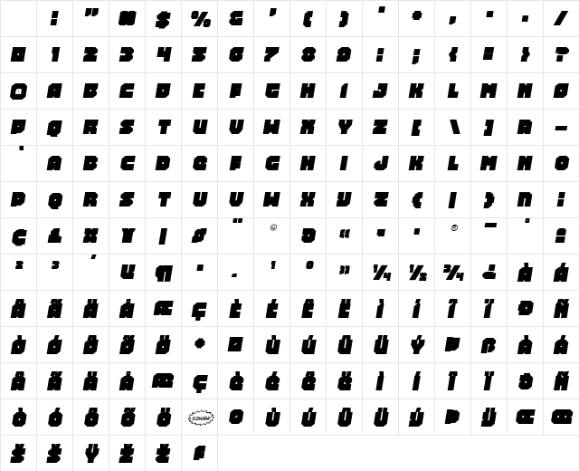 Turtle Mode Semi-Italic Character Map Turtle Mode Semi-Italic Character Map