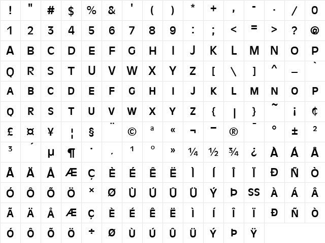 Antique Olive DC D Regular Character Map