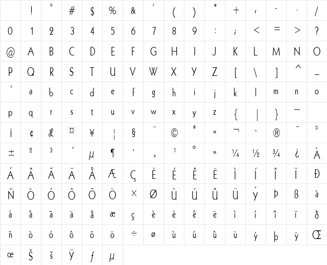 Geo112Thin Normal Character Map Geo112Thin Normal Character Map
