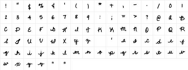 Quick Cursive Cursive Character Map