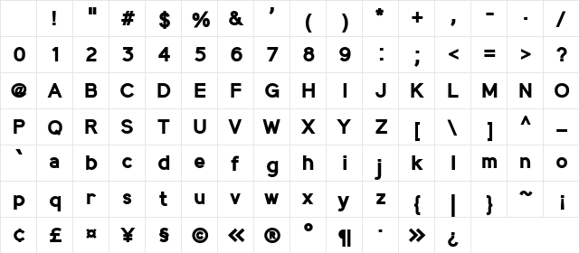 MadeynSans Bold Character Map MadeynSans Bold Character Map