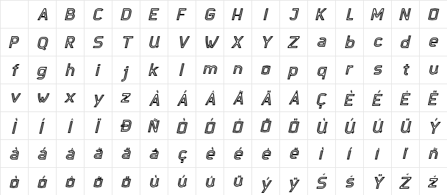 Djavaloca-Inline-DEMO Italic Character Map Djavaloca-Inline-DEMO Italic Character Map