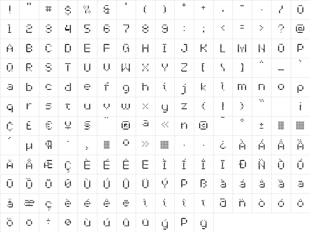 OneCross Light Character Map