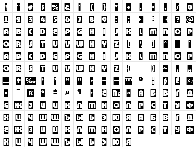 a_BighausTitulCm Regular Character Map