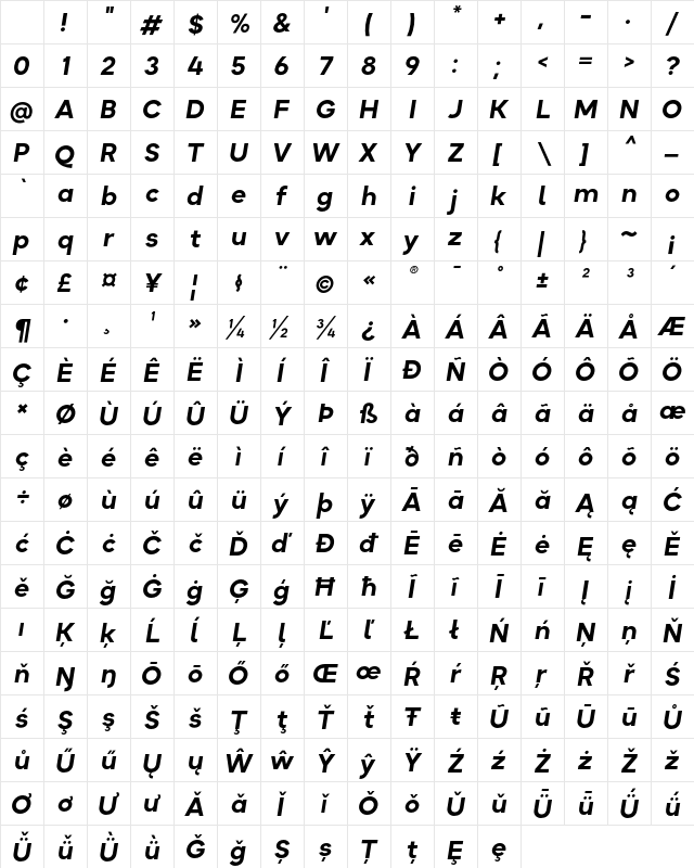 Okta Bold Italic Character Map Okta Bold Italic Character Map