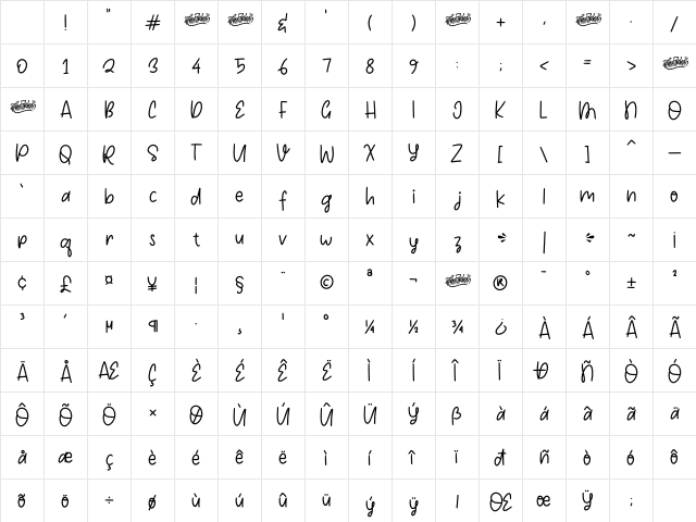 Salt &amp; Pepper Regular Character Map