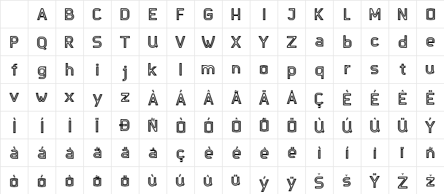 Djavaloca-Inline - DEMO Regular Character Map