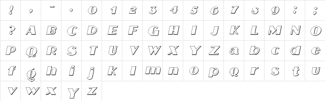 Aafia 3D Italic Character Map Aafia 3D Italic Character Map