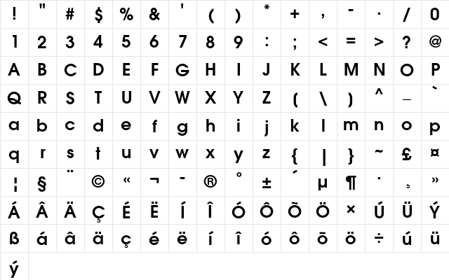 ITC Avant Garde Gothic CE Demi Character Map