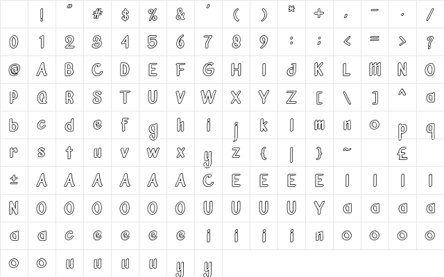 Vanjar Free Outline Character Map