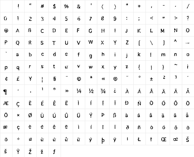 Not Too Shabby Plain Regular Character Map Not Too Shabby Plain Regular Character Map