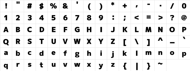M+ 2p black Character Map