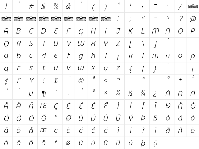 Eastman Grotesque Alt Trial Light Italic Character Map Eastman Grotesque Alt Trial Light Italic Character Map