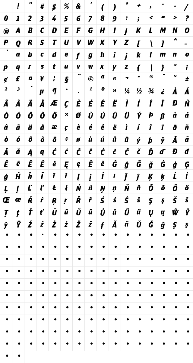 DB Sans Cond Altern Black Italic Character Map DB Sans Cond Altern Black Italic Character Map