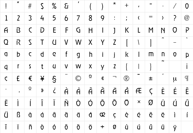 OnStageSerial-Light Regular Character Map OnStageSerial-Light Regular Character Map