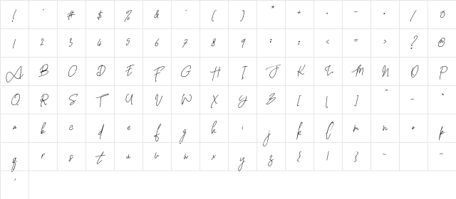 Witherscollin Italic Character Map