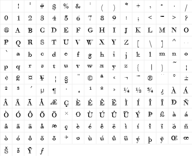 Bauer Bodoni T In1 Regular Character Map Bauer Bodoni T In1 Regular Character Map
