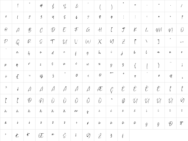 Firsta Regular Character Map Firsta Regular Character Map