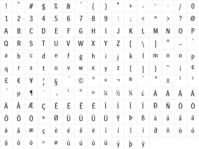 DynaGrotesk RM Regular Character Map DynaGrotesk RM Regular Character Map