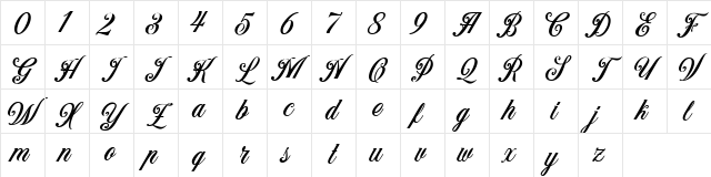 Benford DEMO Script Character Map Benford DEMO Script Character Map