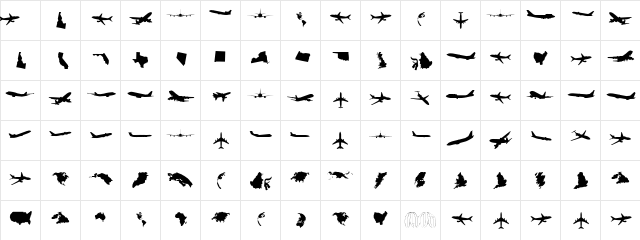 T-Air Regular Character Map T-Air Regular Character Map