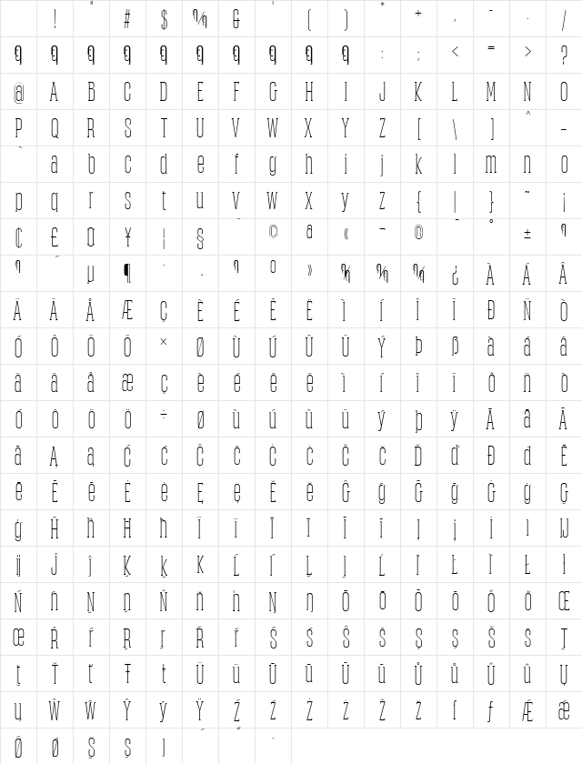 Obcecada Serif Regular Character Map Obcecada Serif Regular Character Map
