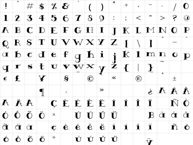 Sailor Gothic Bold Character Map Sailor Gothic Bold Character Map