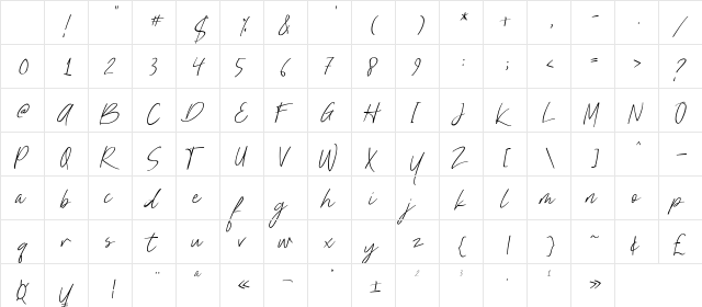 Nathallie demo Regular Character Map Nathallie demo Regular Character Map