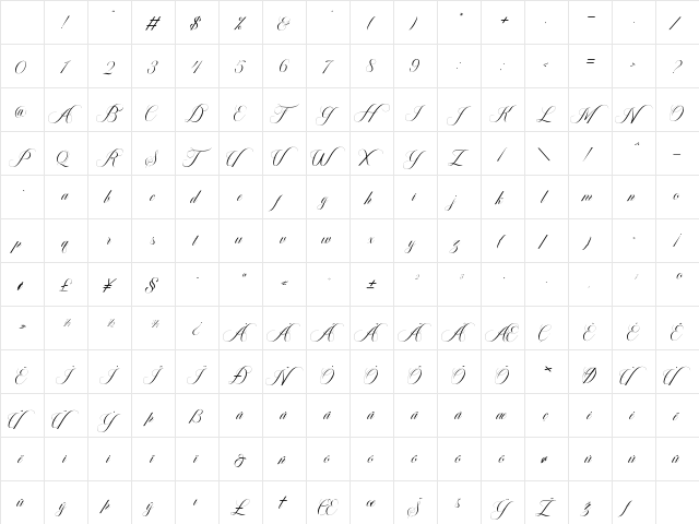 The Dellgado Regular Character Map The Dellgado Regular Character Map