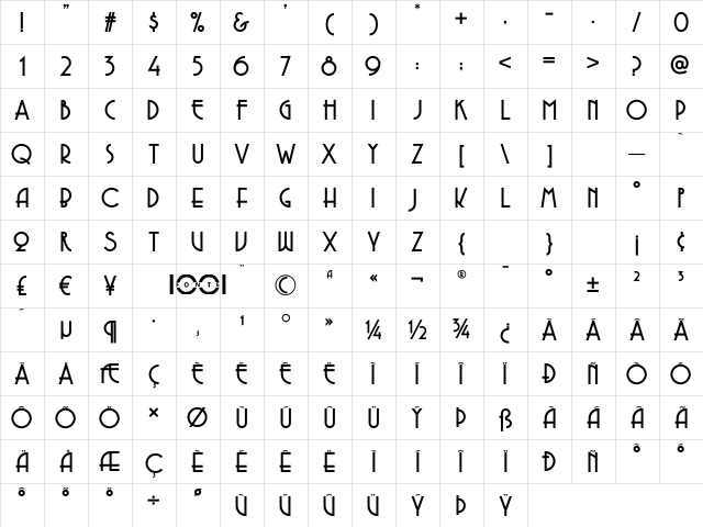 Copasetic NF Regular Character Map Copasetic NF Regular Character Map