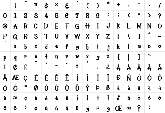 Hey Alfred Bold Character Map