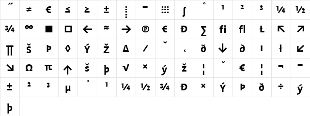 Profile Bold Character Map
