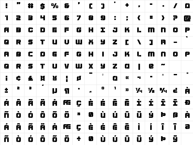 Super Submarine Title Regular Character Map Super Submarine Title Regular Character Map
