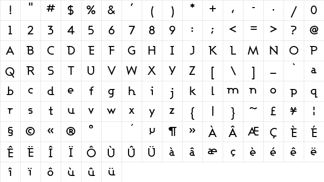 AshbyGL Medium Regular Character Map