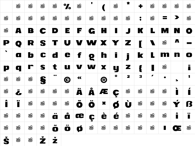 Sadyan Bold Character Map