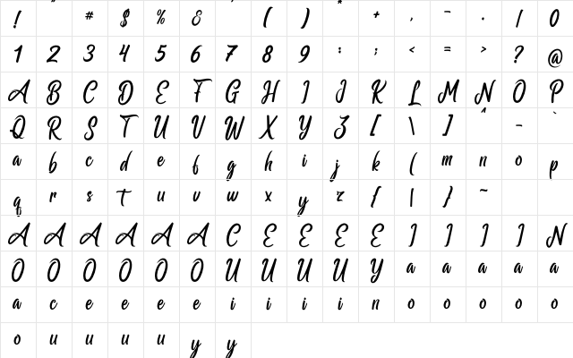 Ballmain Regular Character Map Ballmain Regular Character Map