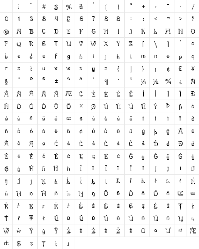 Sunlit Horta Regular Character Map