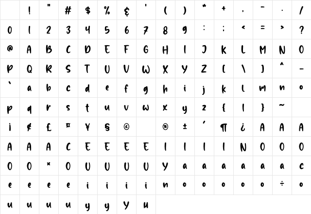 Black Pepper Regular Character Map