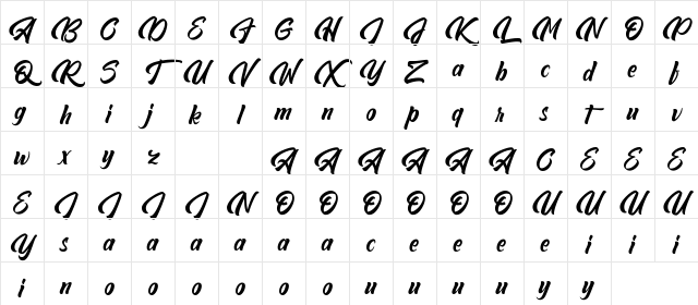 Abeganshi Regular Character Map