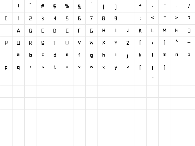 Tadeliji Regular Character Map