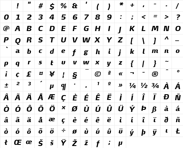 MaxDemiSerifTF-ExtraBoldIta Regular Character Map MaxDemiSerifTF-ExtraBoldIta Regular Character Map