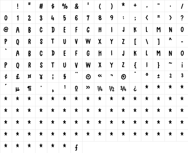 Swingdevil DEMO Regular Character Map