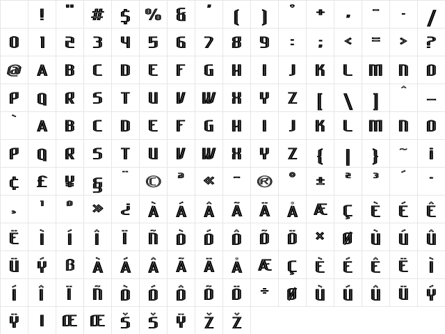 Lakisa Stencil Expanded Character Map Lakisa Stencil Expanded Character Map